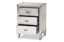 Geona French Industrial Silver Metal 3-Drawer End Table Baxton