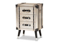 Valencia Antique Silver Finished Metal Trunk Inspired 3-Drawer End Table Baxton