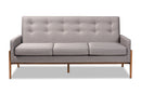 Maddock Light Gray Fabric Upholstered Walnut Sofa Baxton