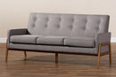 Maddock Light Gray Fabric Upholstered Walnut Sofa Baxton