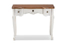 Ines Classic Country White and Brown Finished Small 3-Drawer Wood Console Table Baxton