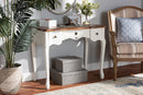 Ines Classic Country White and Brown Finished Small 3-Drawer Wood Console Table Baxton