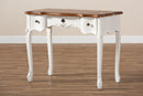 Ines Classic Country White and Brown Finished Small 3-Drawer Wood Console Table Baxton