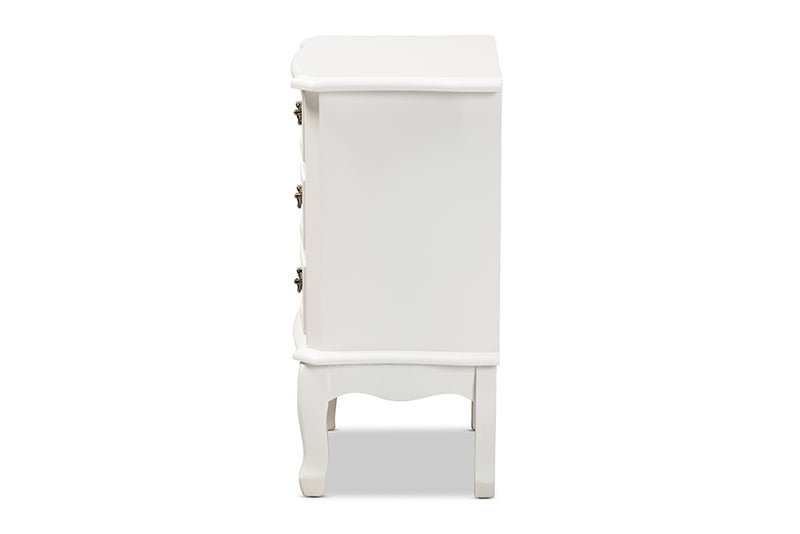 Aniceta Traditional French Country Provincial White-Finished 3-Drawer Wood End Table