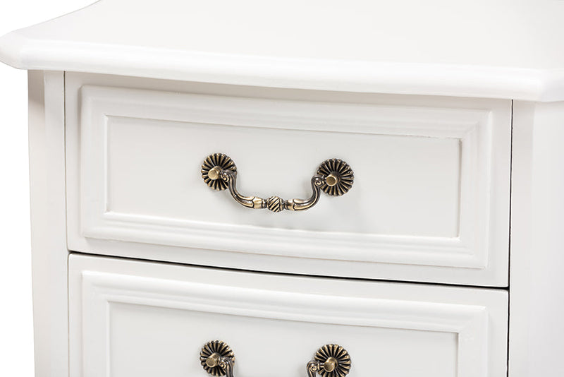 Aniceta Country Provincial White-Finished 3-Drawer Wood End Table Baxton