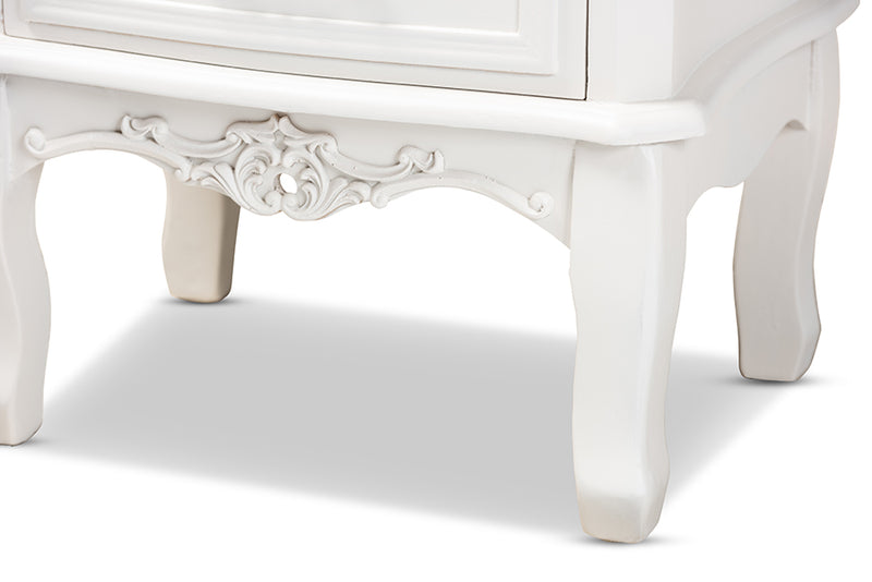 Aniceta Traditional French Country Provincial White-Finished 3-Drawer Wood End Table