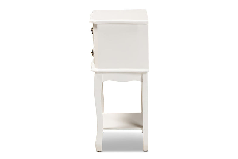 Aniceta Country Provincial White-Finished 2-Drawer Wood End Table Baxton