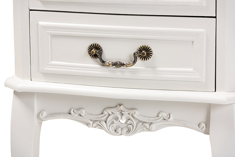 Aniceta Traditional French Country Provincial White-Finished 2-Drawer Wood End Table