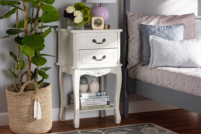 Aniceta Country Provincial White-Finished 2-Drawer Wood End Table Baxton