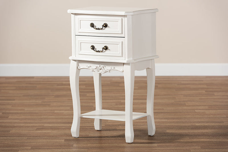Aniceta Country Provincial White-Finished 2-Drawer Wood End Table Baxton