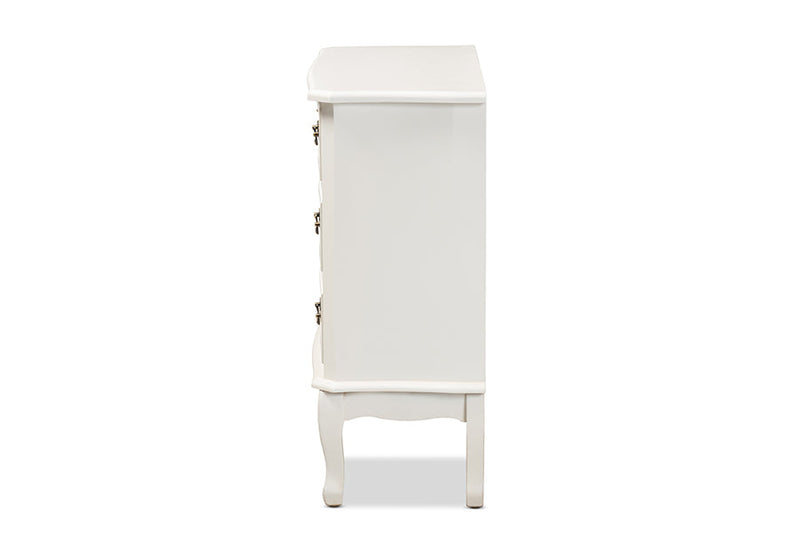 Aniceta Country Provincial White-Finished 3-Drawer Wood Storage Cabinet Baxton