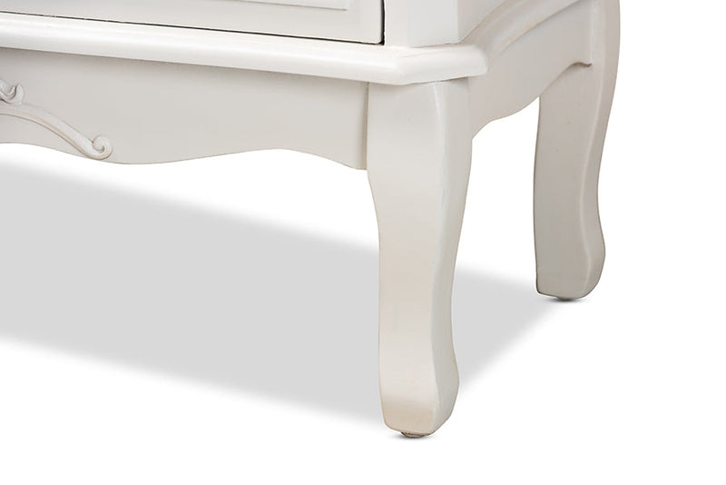 Aniceta Country Provincial White-Finished 3-Drawer Wood Storage Cabinet Baxton
