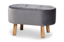 Marisa Gray Velvet Fabric Upholstered Wood Ottoman Baxton