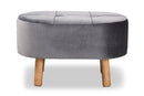 Marisa Gray Velvet Fabric Upholstered Wood Ottoman Baxton