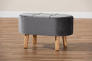 Marisa Gray Velvet Fabric Upholstered Wood Ottoman Baxton