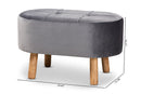 Marisa Gray Velvet Fabric Upholstered Wood Ottoman Baxton