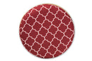 Nico Red Quatrefoil Velvet Fabric Upholstered Gold Finished Metal Ottoman Baxton