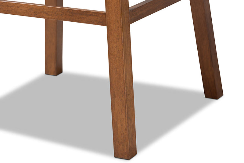 Tasha Gray Fabric Walnut Brown 2Pc Swivel Bar Stool Set Baxton