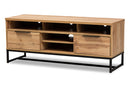 Edel Industrial Oak and Black Metal 2-Drawer TV Stand Baxton