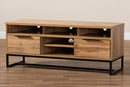 Edel Industrial Oak and Black Metal 2-Drawer TV Stand Baxton