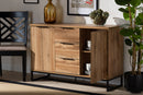 Edel Industrial Oak and Black Metal 3-Drawer Sideboard Buffet Baxton