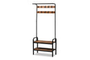 Hachiro Distressed Wood and Black Metal Finished Entryway Hall Tree Baxton