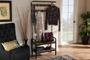 Hachiro Distressed Wood and Black Metal Finished Entryway Hall Tree Baxton
