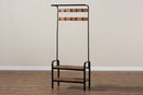 Hachiro Distressed Wood and Black Metal Finished Entryway Hall Tree Baxton
