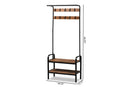 Hachiro Distressed Wood and Black Metal Finished Entryway Hall Tree Baxton