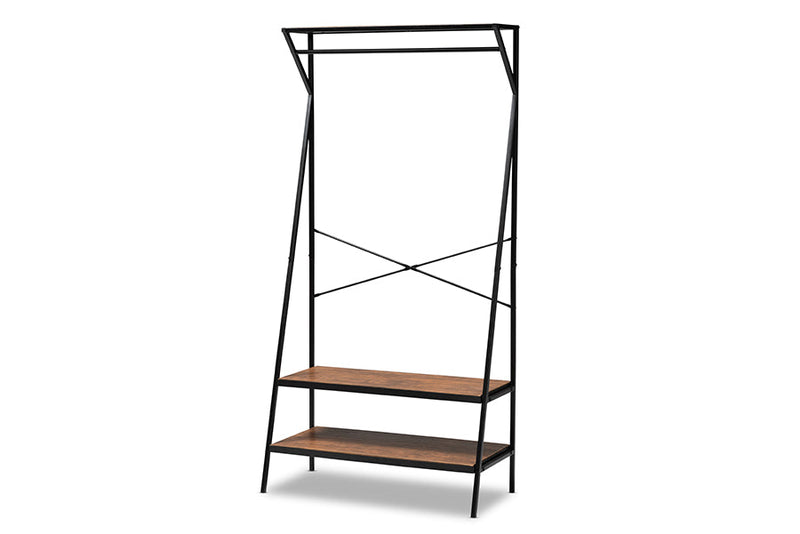 Sadiya Distressed Wood and Black Metal Finished Entryway Coat Hanger Baxton