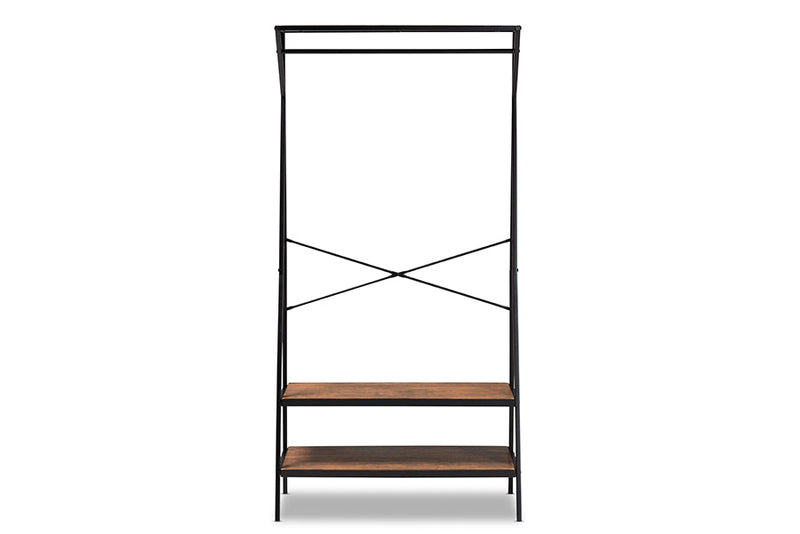 Sadiya Distressed Wood and Black Metal Finished Entryway Coat Hanger Baxton