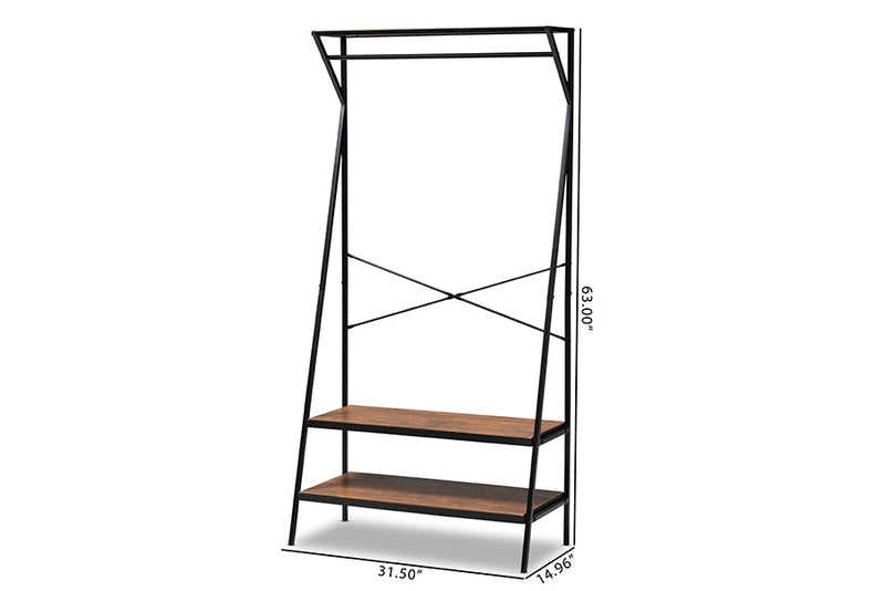 Sadiya Distressed Wood and Black Metal Finished Entryway Coat Hanger Baxton