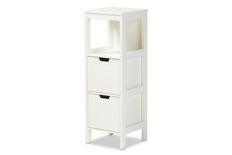 Petronelle Cottage and Farmhouse White Finished 2-Drawer Wood Storage Cabinet