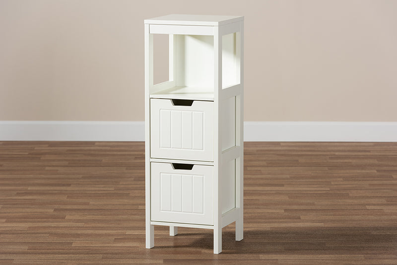 Petronelle Cottage and Farmhouse White Finished 2-Drawer Wood Storage Cabinet
