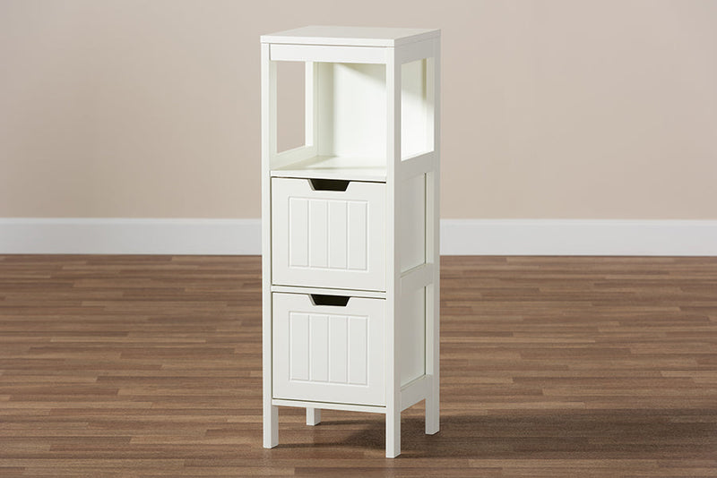 Petronelle Cottage and Farmhouse White Finished 2-Drawer Wood Storage Cabinet Baxton