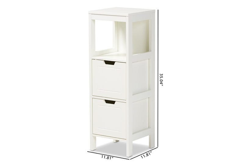 Petronelle Cottage and Farmhouse White Finished 2-Drawer Wood Storage Cabinet