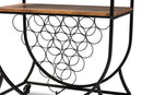 Hallan Black Metal and Walnut Mobile Wine Bar Cart Baxton