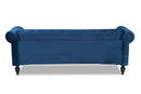 Andor Navy Blue Velvet Fabric Upholstered and Button Tufted Chesterfield Sofa Baxton