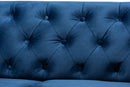 Andor Navy Blue Velvet Fabric Upholstered and Button Tufted Chesterfield Sofa Baxton