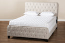 Alona Beige Fabric Upholstered Button Tufted King Size Panel Bed Baxton
