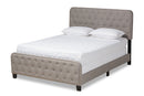 Alona Gray Fabric Upholstered Button Tufted King Size Panel Bed Baxton