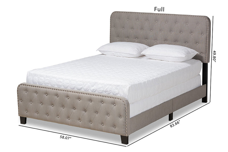 Alona Gray Fabric Upholstered Button Tufted Queen Size Panel Bed Baxton