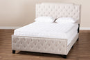 Britte Beige Fabric Upholstered Button Tufted Queen Size Panel Bed Baxton