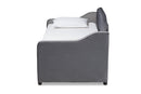 Savita Gray Velvet Fabric Button Tufted Twin Size Daybed w/Trundle Baxton