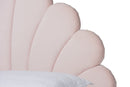 Hansel Light Pink Velvet Walnut Brown Queen Size Seashell Shaped Platform Bed Baxton