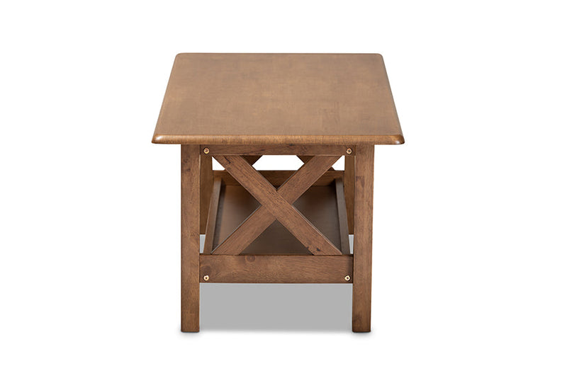 Mette Traditional Walnut Brown Finished Rectangular Wood Coffee Table Baxton