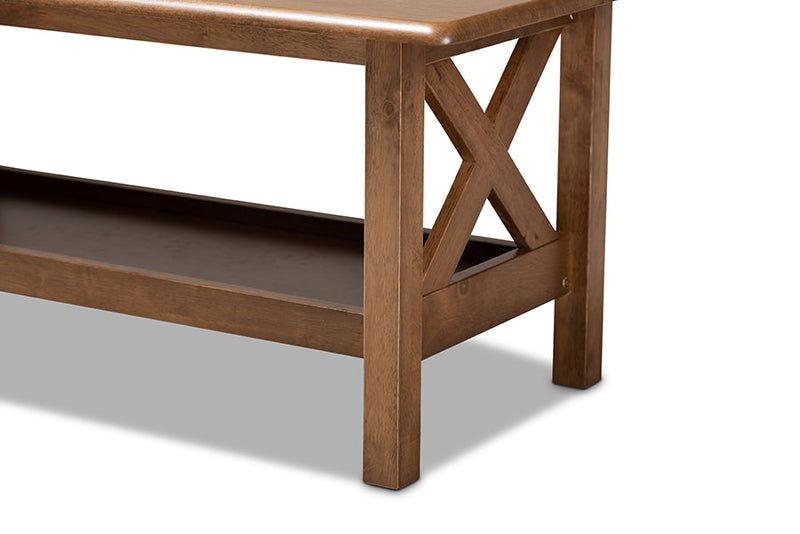 Mette Traditional Walnut Brown Finished Rectangular Wood Coffee Table Baxton