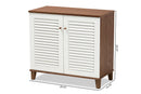 Theo White and Walnut Finished 4-Shelf Wood Shoe Storage Cabinet Baxton