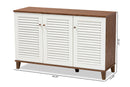 Theo Walnut/White Finished 8-Shelf Wood Shoe Storage Cabinet Baxton