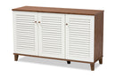 Theo Walnut/White Finished 8-Shelf Wood Shoe Storage Cabinet Baxton